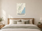 Portlethen Street Map Poster at A1, as a poster, above a bed