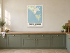 Porto Venere Street Map Poster at A1, in a white frame, in a kitchen