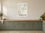 Poulton-le-Fylde Street Map Poster at A1, in a white frame, in a kitchen