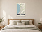 Prestwick Street Map Poster at A1, as a poster, above a bed
