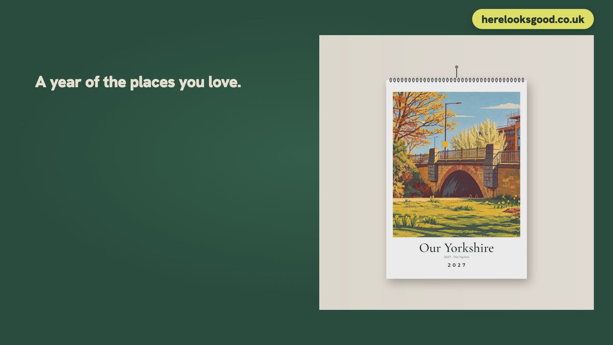 How to make a 2027 wall calendar at Here Looks Good: a one-minute walk-through of the maker