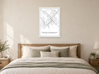 Princes Risborough Town Centre Street Map Poster at A1, as a poster, above a bed