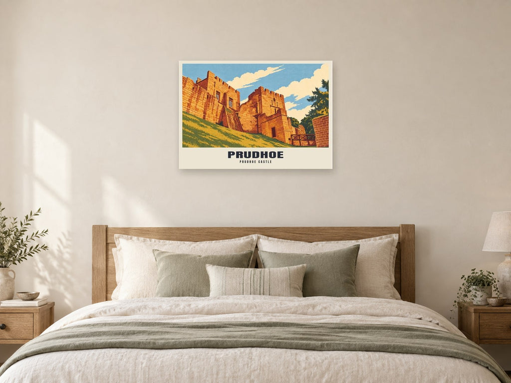 Prudhoe Castle Poster at A1, as a poster, above a bed