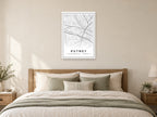 Putney Street Map Poster at A1, as a poster, above a bed
