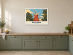 Rayleigh Windmill Poster at A1, in a white frame, in a kitchen