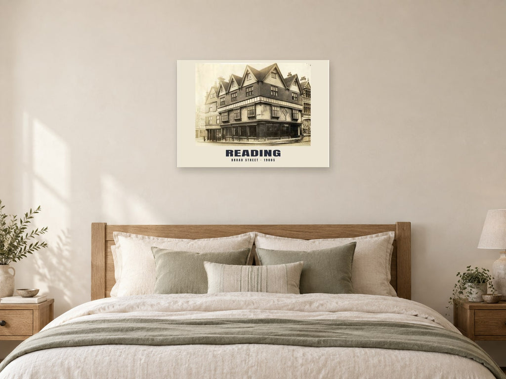 Broad Street, Reading, 1900s Heritage Print at A1, as a poster, above a bed