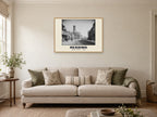 Castle Street, Reading, 1890 Heritage Print at A1, in a natural wood frame, in a sitting room