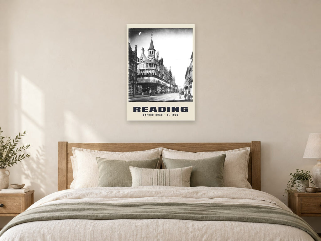 Oxford Road, Reading, c. 1920 Heritage Print at A1, as a poster, above a bed