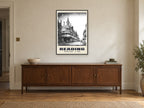 Oxford Road, Reading, c. 1920 Heritage Print at A1, in a black frame, above a sideboard