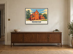 Forge Mill Needle Museum, Redditch Poster at A1, in a black frame, above a sideboard