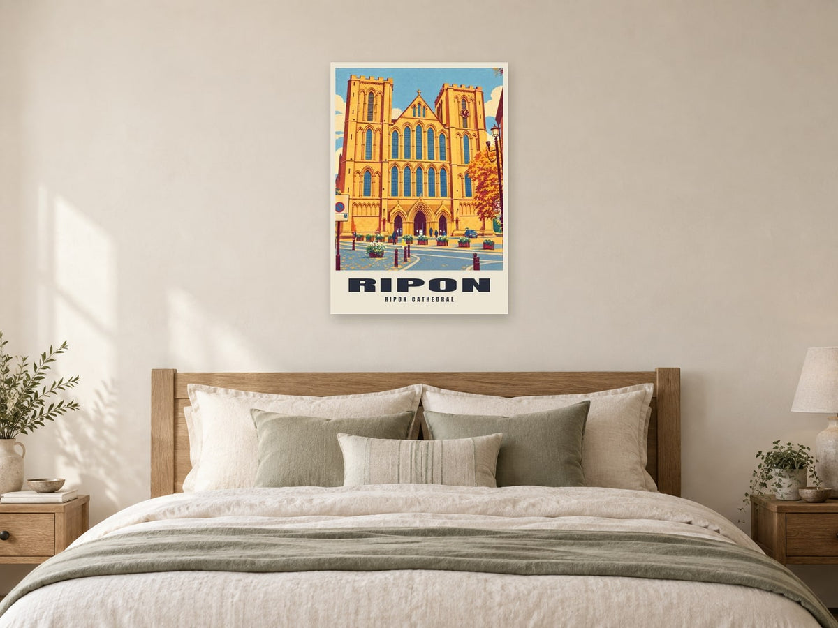 Ripon Cathedral Poster at A1, as a poster, above a bed