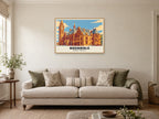 Rochdale Town Hall Poster at A1, in a natural wood frame, in a sitting room