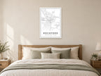 Rochford Town Centre Street Map Poster at A1, as a poster, above a bed
