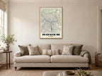 Rouen Street Map Poster at A1, in a natural wood frame, in a sitting room