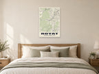 Royat Street Map Poster at A1, as a poster, above a bed