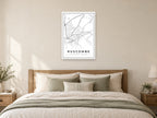 Ruscombe Village Centre Street Map Poster at A1, as a poster, above a bed