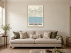 Rustington Street Map Poster at A1, in a natural wood frame, in a sitting room