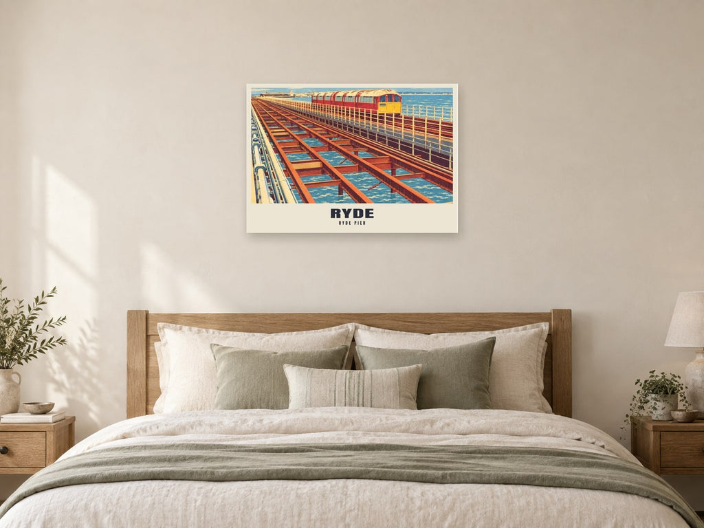 Ryde Pier Poster at A1, as a poster, above a bed