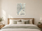 St. Louis Street Map Poster at A1, as a poster, above a bed