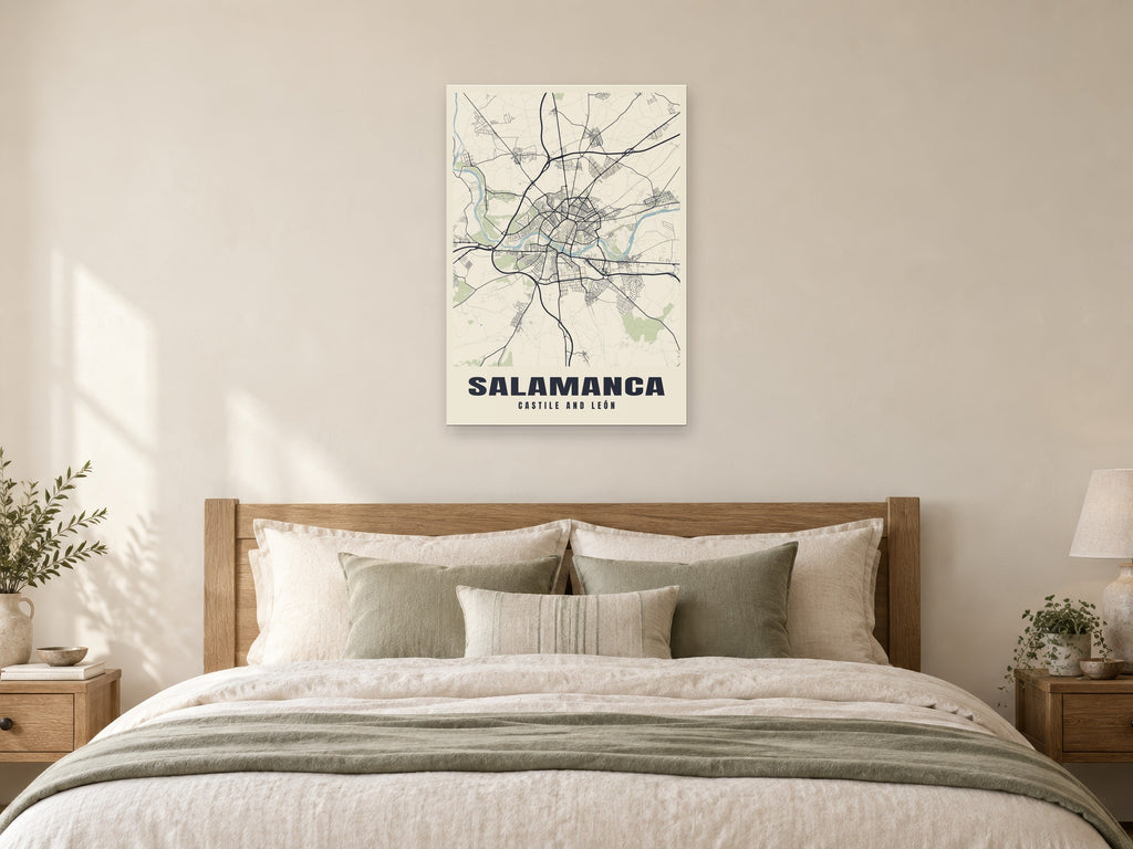 Salamanca Street Map Poster at A1, as a poster, above a bed