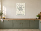 Salamanca Street Map Poster at A1, in a white frame, in a kitchen