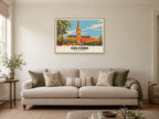Salford Cathedral Poster at A1, in a natural wood frame, in a sitting room
