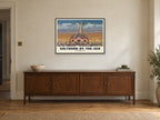 Saltburn Pier, Saltburn-by-the-Sea Poster at A1, in a black frame, above a sideboard