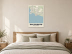 Saltcoats Street Map Poster at A1, as a poster, above a bed