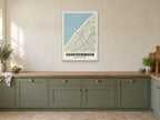 Scheveningen Street Map Poster at A1, in a white frame, in a kitchen