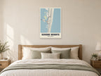Seaside Heights Street Map Poster at A1, as a poster, above a bed