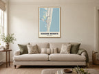 Seaside Heights Street Map Poster at A1, in a natural wood frame, in a sitting room