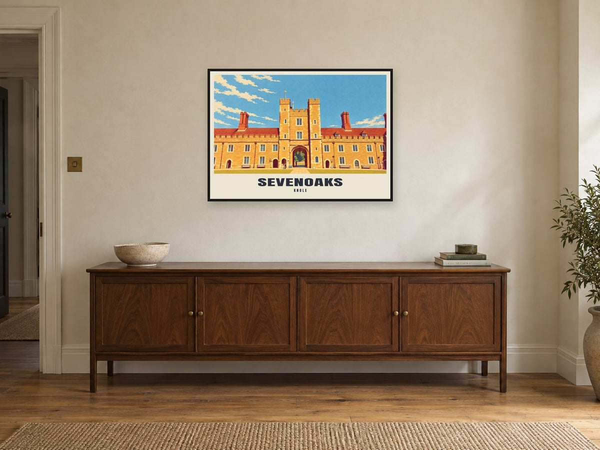 Knole, Sevenoaks Poster at A1, in a black frame, above a sideboard