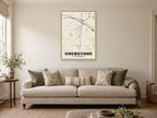 Shenstone Street Map Poster at A1, in a natural wood frame, in a sitting room