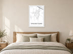 Shenstone Village Centre Street Map Poster at A1, as a poster, above a bed