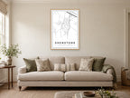 Shenstone Village Centre Street Map Poster at A1, in a natural wood frame, in a sitting room