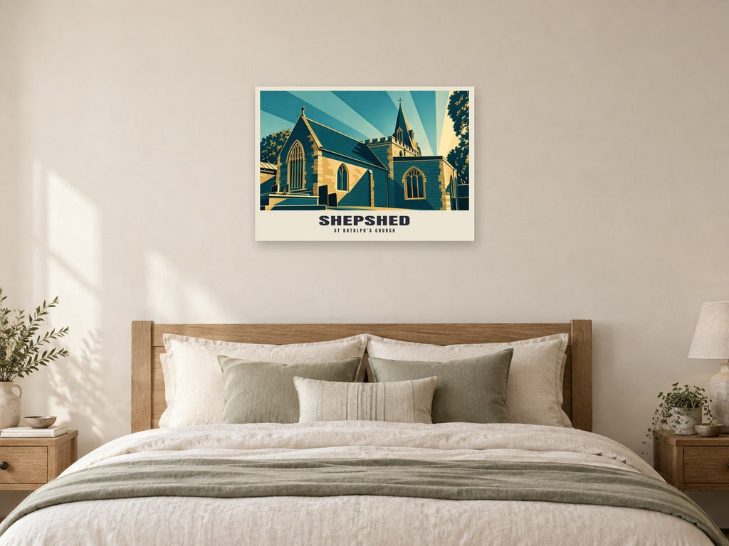 St Botolph’s Church, Shepshed Poster at A1, as a poster, above a bed