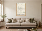 Sherburn in Elmet Street Map Poster at A1, in a natural wood frame, in a sitting room