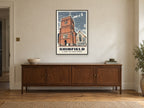 St Mary the Virgin Church, Shinfield Poster at A1, in a black frame, above a sideboard