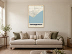 Shoeburyness Street Map Poster at A1, in a natural wood frame, in a sitting room