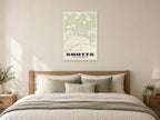 Shotts Street Map Poster at A1, as a poster, above a bed