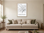 Shreveport Downtown Street Map Poster at A1, in a natural wood frame, in a sitting room