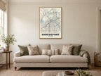 Shreveport Street Map Poster at A1, in a natural wood frame, in a sitting room