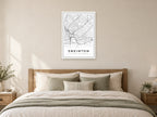 Sneinton Village Centre Street Map Poster at A1, as a poster, above a bed