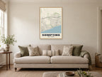 Sompting Street Map Poster at A1, in a natural wood frame, in a sitting room