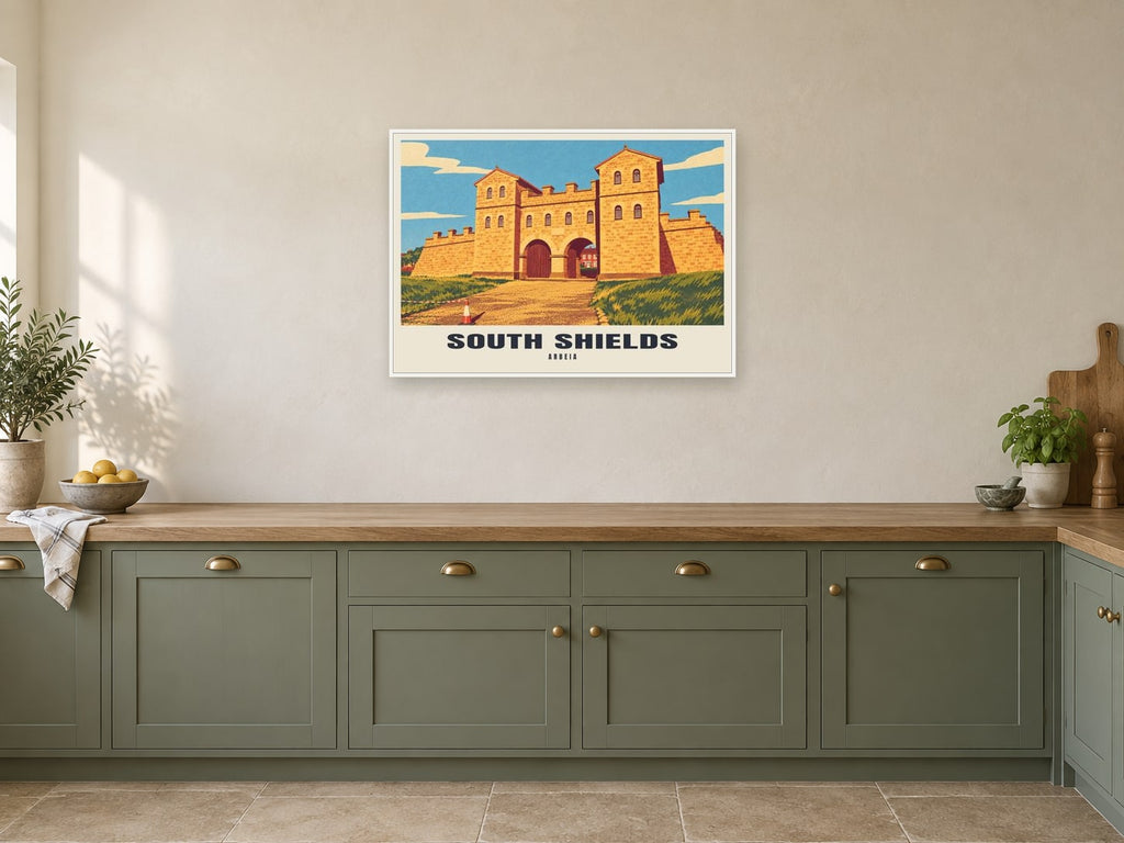 Arbeia, South Shields Poster at A1, in a white frame, in a kitchen