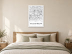 Southwark Street Map Poster at A1, as a poster, above a bed