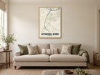Spencers Wood Street Map Poster at A1, in a natural wood frame, in a sitting room