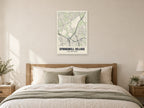 Springwell Village Street Map Poster at A1, as a poster, above a bed