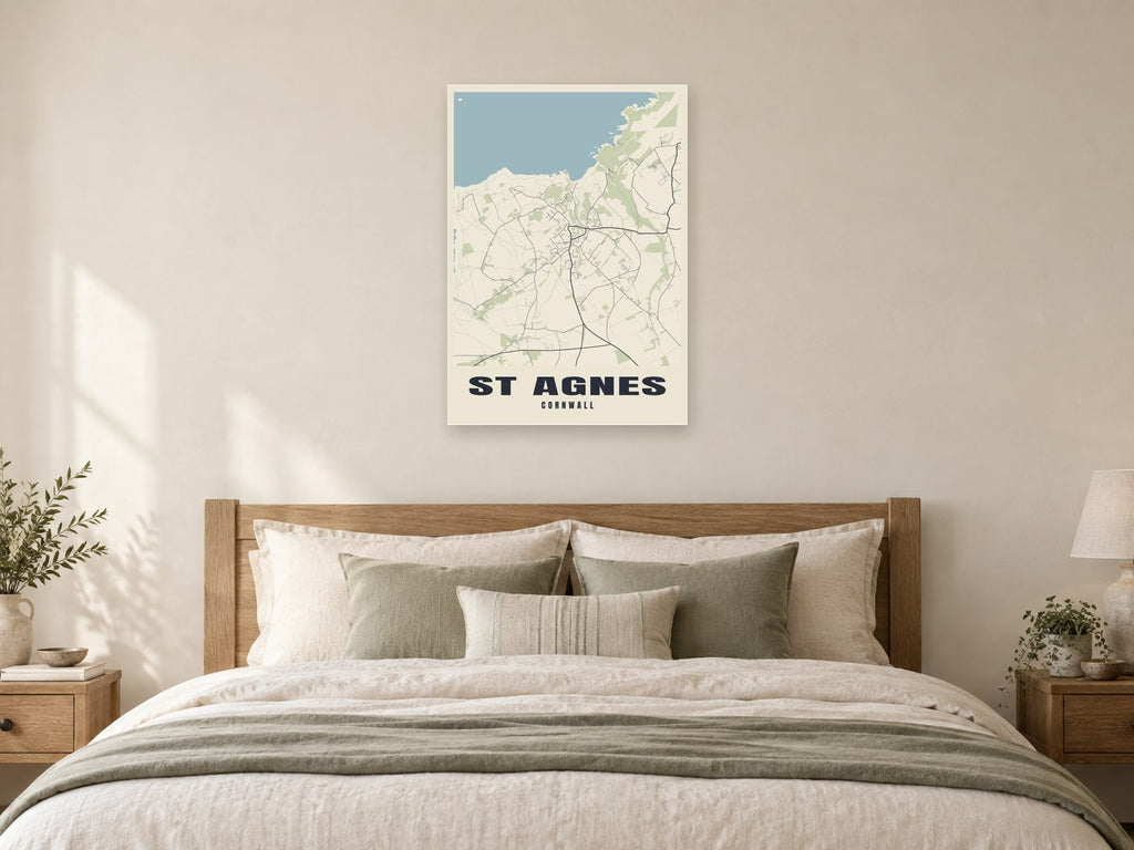 St Agnes Street Map Poster at A1, as a poster, above a bed