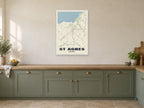 St Agnes Street Map Poster at A1, in a white frame, in a kitchen